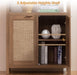 71" Tall Rattan Bookshelf with Doors for Living Room Library | 5 Tier Book Shelf Storage Shelves Large Boho Bookshelves Farmhouse Bookcase Book Case for Bedroom Home Office Kitchen