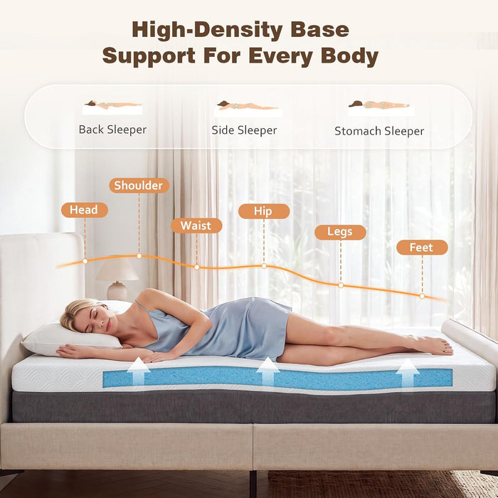 3 Inch Queen Gel Memory Foam Mattress, Cooling Gel Infused Pressure Relief Mattress, Non Slip with Removable Washable Cover, Certipur-Us & Oeko-Tex Certified