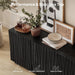 70" Fluted Mid Century Modern Sideboard Buffet Cabinet with Storage, Black