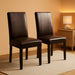 C020BR Urban Style Solid Wood Leatherette Padded Parson Chair, Brown, Set of 2