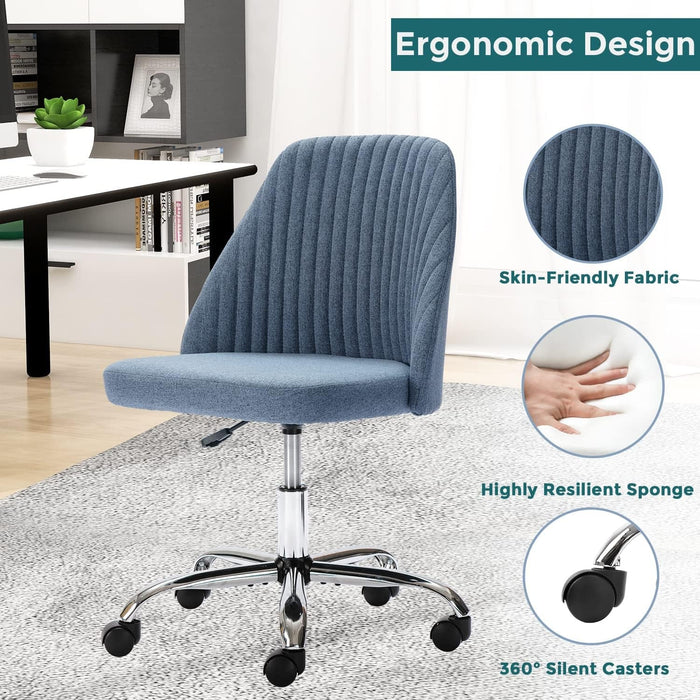 Home Office Desk Chair, Office Chairs Desk Chair Rolling Task Chair Computer Chair Adjustable with Wheels Armless for Bedroom, Vanity Chair for Makeup Room, Living Room