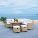 SAFAVIEH Outdoor - Miki 6-Piece Corner Sectional - Beige & White - Faux Wicker & Steel Frame - Wicker Sectional Set with Glass Table - Ideal for Patio, Deck, Porch, Backyard (PAT7708B)