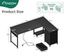 L Shaped Gaming Desk with 4 Drawers, 53" Reversible Home Office Desks with Power Outlets, L Shaped Computer Desk with USB Charging Port and Host Stand, Corner Desk, Easy to Assemble, Black