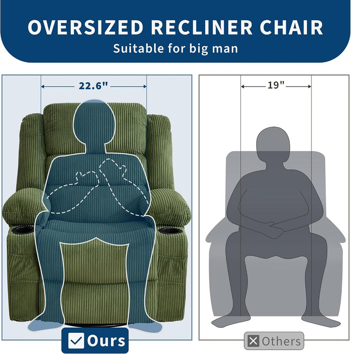 Rocking Recliner Chair for Adults Wide 360° Swivel Rocker Recliner
