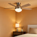 Anslee, Indoor, Ceiling Fan, with LED Light, 46 Inch, Brushed Nickel | Low Profile Mount, Pull Chain, 5 Blades, for Bedroom, Living Room, Kitchen, 50278