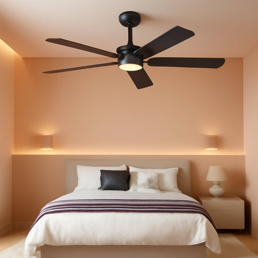 52" Ceiling Fans with Lights, Black Modern Ceiling Fan with Remote, Farmhouse Indoor Ceiling Fan with Dual Finish Blades, Quiet & Strong Motor, Bright LED Light.
