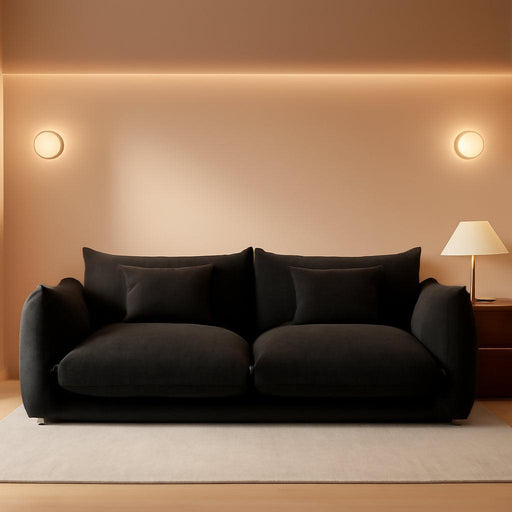 Modern Minimalist Chenille Modular Sectional Sofa, Oversized Couch and Loveseat Set with Thick Cushions, Upholstered Sofa for Small Spaces, Living Room, Bedroom, Office, Apartment(Black,75" Loveseat)