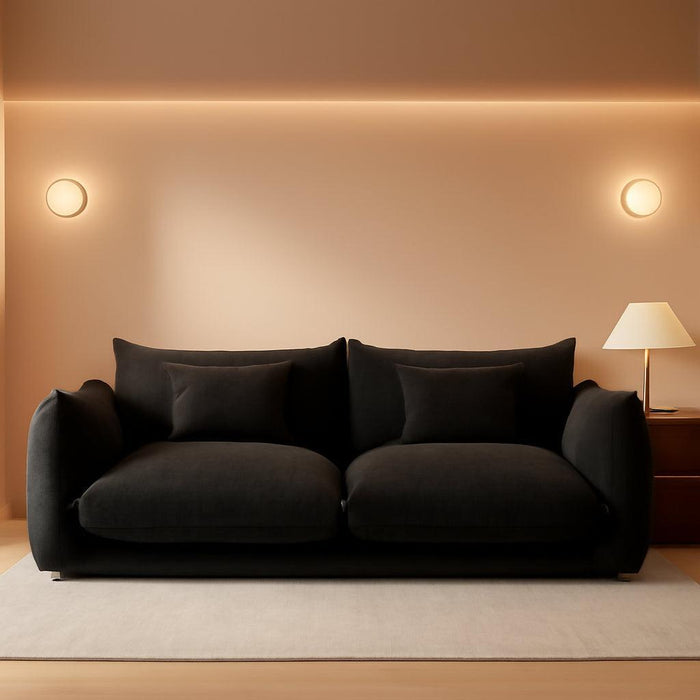 Modern Minimalist Chenille Modular Sectional Sofa, Oversized Couch and Loveseat Set with Thick Cushions, Upholstered Sofa for Small Spaces, Living Room, Bedroom, Office, Apartment(Black,75" Loveseat)