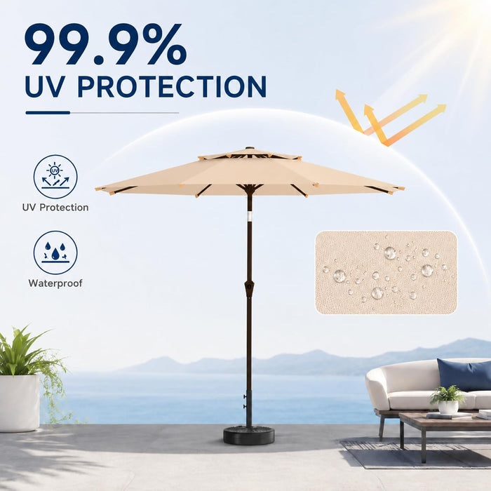 10FT Patio Umbrella, 2 Tier Outdoor Table Umbrella, Large Vented Market Umbrellas with Push Button Tilt and Crank, 8 Sturdy Ribs for Backyard, Deck, Pool, UPF50+ UV Protection
