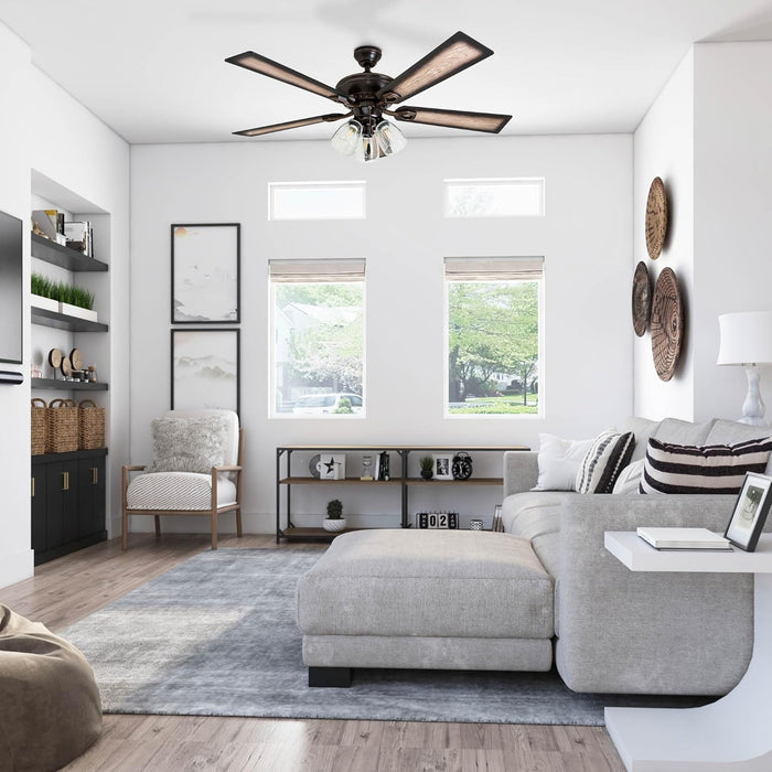 Glenmont, 52 Inch Farmhouse LED Ceiling Fan with Light, Pull Chain, Three Mounting Options, Dual Finish Blades, Reversible Motor - 40278-01 (Oil-Rubbed Bronze)