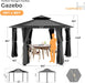 13x15 Ft Gray Hardtop Aluminum Gazebo OutdoorPatio