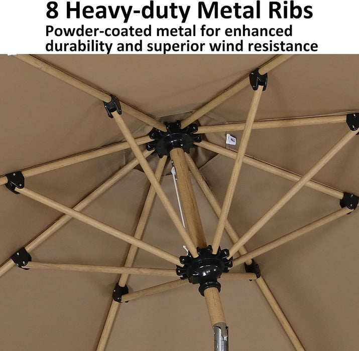 6.5' X 10' Patio Umbrella Outdoor Table Umbrella Aluminum Market Umbrella with Push Button Tilt & 8 Sturdy Ribs and Crank Rectangular Sun Umbrella for Pool Backyard Beach, Taupe
