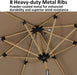 6.5' X 10' Patio Umbrella Outdoor Table Umbrella Aluminum Market Umbrella with Push Button Tilt & 8 Sturdy Ribs and Crank Rectangular Sun Umbrella for Pool Backyard Beach, Taupe