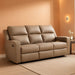 Lavenhorne Contemporary Faux Leather Manual Reclining Sofa with Drop down Table, Cup Holders and USB Ports, Beige