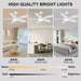 Ceiling Fans with Lights and Remote, 46 Inch Modern Ceiling Fan with Light, White Ceiling Fans for Bedroom Living Room Indoor/Outdoor, Reversible Quiet Motor, Dimmable LED Light, White