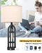 Table Lamps for Living Room - Black Bedside Lamp for Bedroom with USB C+A & Outlet, Farmhouse Lamps for Night Stands, 3-Way Dimmable Touch Lamps for Living Room with Oat Shade(Single)
