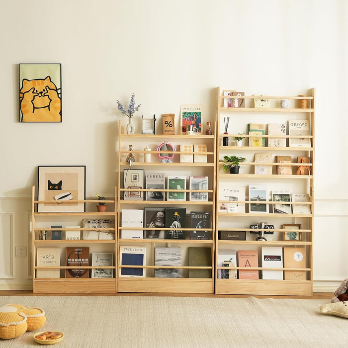 6 Tier behind the Door Bookshelf, Farmhouse Bookshelf Natural