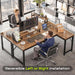 53" L Shaped Computer Desk, Outlets, Monitor Stand, Rustic Brown