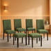 Upholstered Dining Chairs Set of 6, Modern PU Leather and Solid Wood Legs & High Back for Kitchen/Living Room- Green