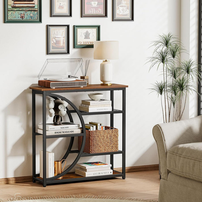 Entryway Table, Narrow Console Table, Industrial Sofa Table with 5 Tier Storage Shelves, Entrance Table for Hallway, behind the Couch, Living Room, Foyer
