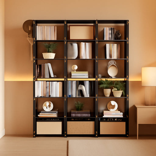 Bookcase, 18-Cube Extra Large Book Shelf, DIY Cube Storage Organizer for Bedroom, Living Room, Home Office - Black