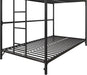 Daven Easy Assembly Metal Bunk Bed for Kids, Teens and Adults, with Ladder, High Guardrail, Metal Slats, Smooth Rounded Edges, No Boxspring Required, Twin-Over-Twin, Black