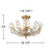 Brielle Modern Ceiling Light Semi Flush Mount Fixture 18 1/2" Wide Brass Vine Leaf 4-Light Clear Crystal Glass for Bedroom House