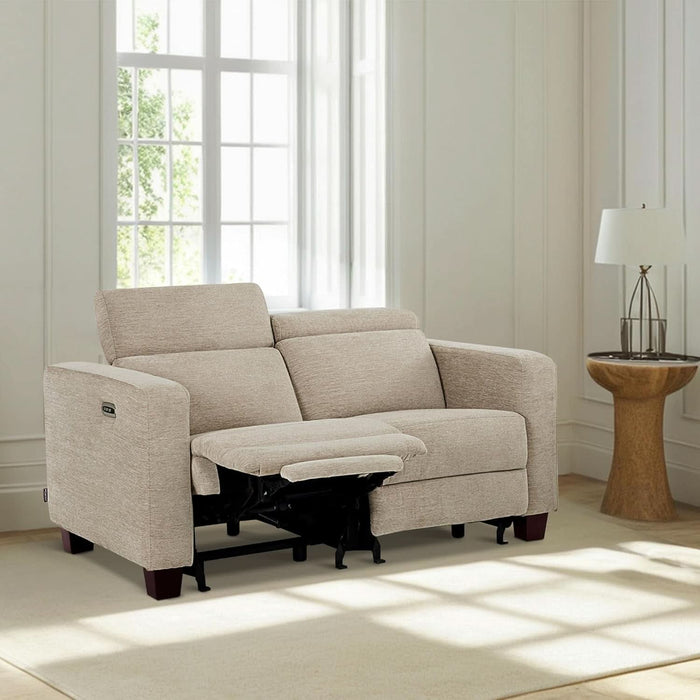 62.2'' Wall Hugger Power Loveseat Recliner Sofa with Adjustable Headrest and USB & Type C Dual Charge Ports for Living Room, Office (Fabric, HL198M1) (Beige)