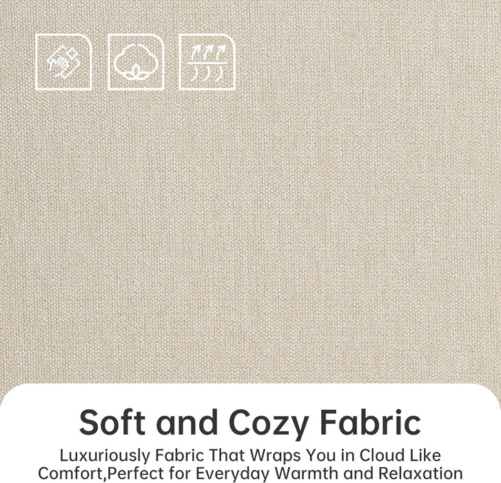 Mid Century Modern Accent Chair, Upholstered Living Room Chairs Armchair for Bedroom, Comfy Reading Accent Chairs with Wood Legs for Living Room, Beige