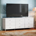 63 Inch White Dresser With EntertainmentCenter Storage