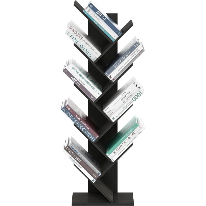 Bookshelf 9-Tier Floor Standing Tree Bookcase, Espresso