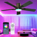 42" RGB Ceiling Fans with Lights, Low Profile Ceiling Fan with Light, RGB+3CCT 6 Wind Speeds, App & Remote Control, Flush Mount LED Fan Light, Fandelier Ceiling Fan for Bedroom, Living Room