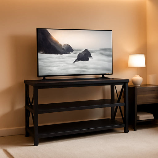 Television Stands & Entertainment Centers with 3 Tier Storage Shelf TV Stand for Living Room, Black