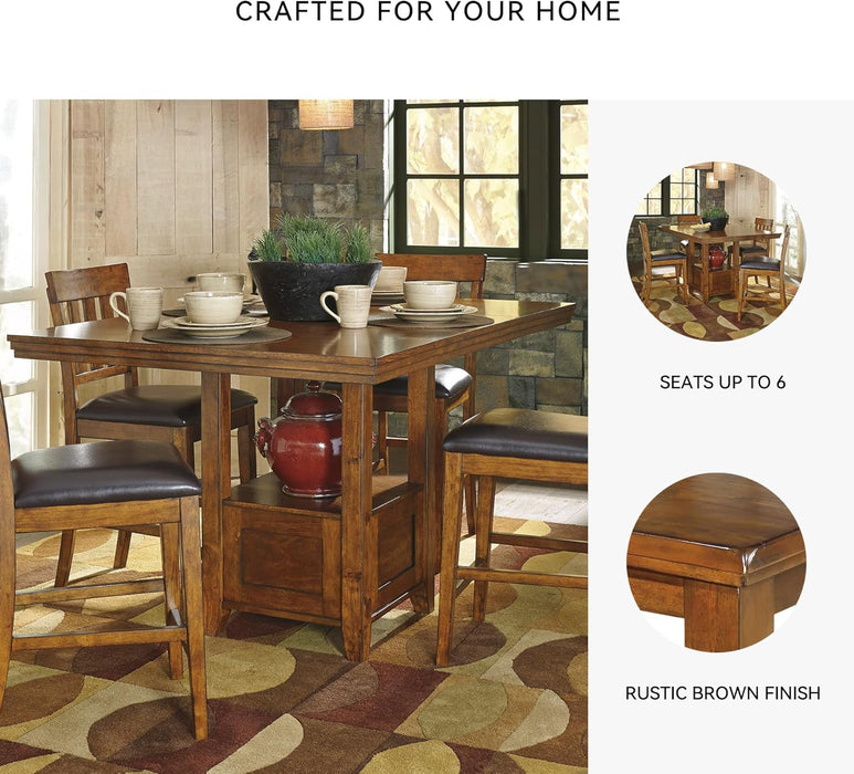 Ralene Traditional 36" Counter Height Dining Room Extension Table, Medium Brown