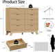 Fluted Dresser for Bedroom with 8 Drawers, 48" Wide Modern Chest of Drawers with Metal Handle, Wooden Dresser TV Stand, Wood Closet Clothes Storage Organizer for Living Room, Hallway, Natural Oak
