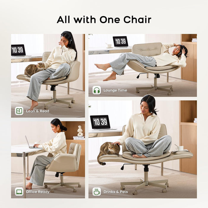 Criss Cross Office Chair, Swivel Makeup Vanity Chair with Wheels