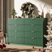 55" Wide Fluted 8-Drawer Double Dresser for Bedroom, Green