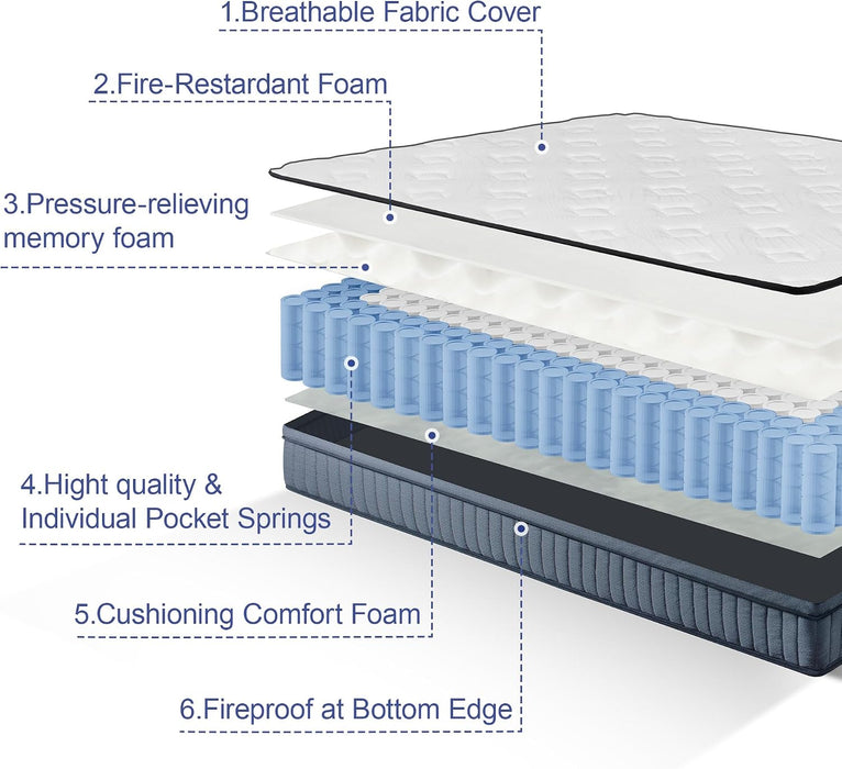 Full Mattress 12 Inch Hybrid Mattress in a Box with Memory Foam
