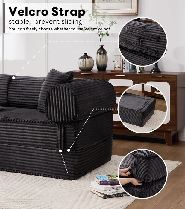 79Inch Convertible Sofa Bed Black Luxurious Comfort