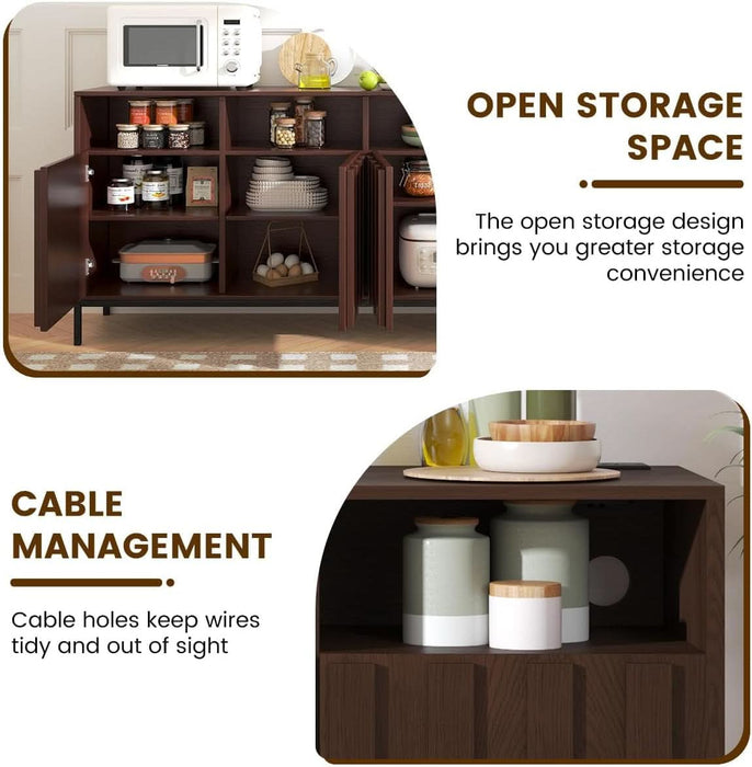 70" Buffet Cabinet with Storage, Walnut Sideboard Credenza
