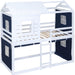 Twin Size BlueAndWhite Reinforced Pinewood Bunk Bed