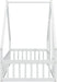 Twin White Montessori House Floor Bed IntegratedFence