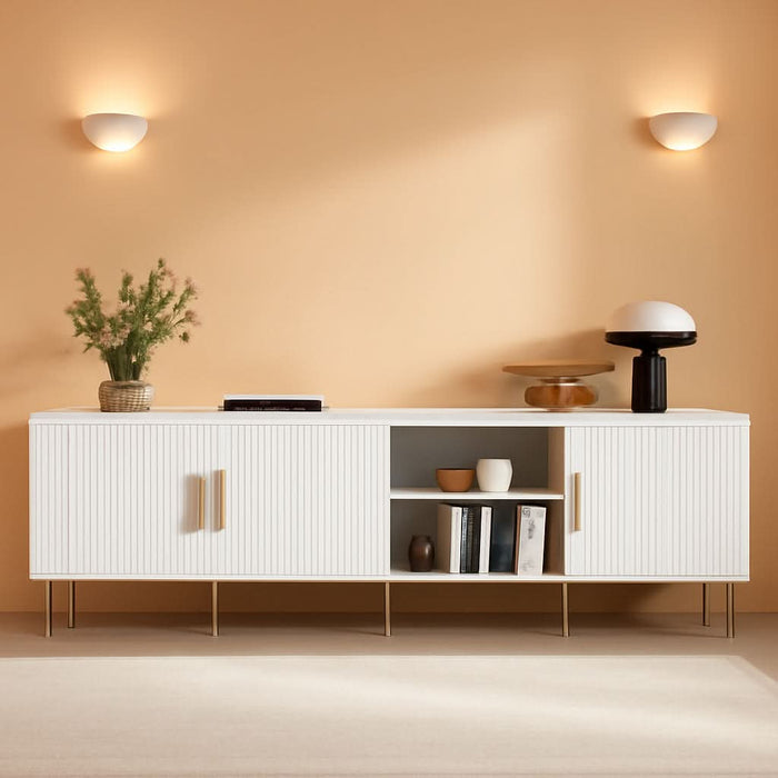 TV Consoles for Living Room, TV Stand with Storage, Entertainment Center for up to TV 71",Modern Television Stands,Tv Cabinet, TV Table for 50/60/70/80 Inch TV for Living Room, Bedroom, White