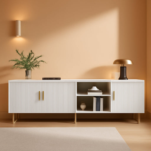 TV Consoles for Living Room, TV Stand with Storage, Entertainment Center for up to TV 71",Modern Television Stands,Tv Cabinet, TV Table for 50/60/70/80 Inch TV for Living Room, Bedroom, White