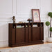 Wooden Sideboard Buffet Cabinet with Open Storage & Adjustable Shelves,Farmhouse Narrow Entryway Cabinet with Socket Hole & Anti‑Tip Kit,Slim Accent Cabinet for Small Spaces (Walnut 31.7")