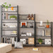 Vintage Multifunctional Folding Bookshelf, No-Assembly Plant Stand Storage Rack Shelves for Home Office (Gray, 5-Tier)