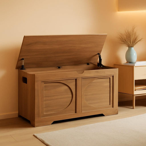 Honey Brown Engineered Wood Storage Chest ThirtyNineIn