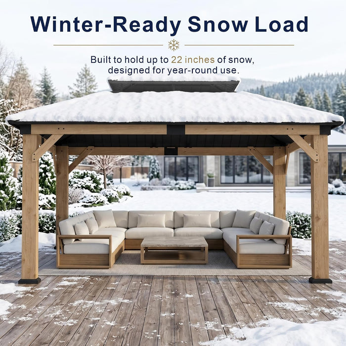 12x14 Cedar Wood Gazebo WeatherResistant Hardtop Roof