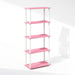 Pink White Five Tier PremiumDurableWoodenBookshelf HomeOffice
