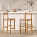 Wood Bar Stools Set of 3, Counter Height Barstools Armless Farmhouse Wooden Bar Dining Chairs with Back & Footrest for Kitchen Island Cafe Pub, Dark Oak